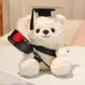 Mignon ours en peluche de remise des diplômes tenant un bouquet de roses douces cadeau. - 23cm / Ours Blanc - Écharpe