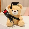 Peluche ours en peluche de remise des diplômes avec bouquet de roses rouges cadeau. - 23cm / Ours Brun Clair - Écharpe