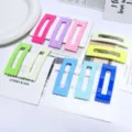 Korean ins style scalloped rectangle hair clips candy color frosted hairpins cute accessories - 6.5cm / Random Color