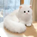 Cute white simulation cat plush toy fluffy kitten stuffed animal for girls birthday gift - White / 30cm