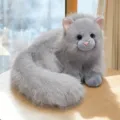 Fluffy realistic gray cat plush toy cute stuffed animal soft doll for girls birthday gift - Gray / 30cm