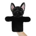 Cute black French bulldog plush hand puppet toy for kids interactive storytelling play. - 25cm / French Bulldog Style