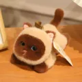 Cute Siamese cat plush toy keychain, soft stuffed animal bag pendant for girls and kids. - Height 16cm / Siamese Cat