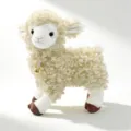 Cute fluffy white sheep plush toy with golden bell stuffed animal kids birthday gift - 30cm / Beige