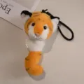 Cute tiger plush keychain pullable backpack pendant soft toy animal doll accessory key ring - 15cm / Yellow Tiger (With Tail)