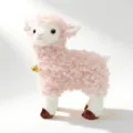 Cute pink simulation sheep plush toy with bell, soft lamb doll for children birthday gifts. - 30cm / Pink
