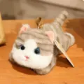 Simpatico portachiavi in peluche gatto tigrato, morbido ciondolo per borsa e chiavi. - Altezza 16 cm / Ombreggiato Argento