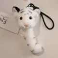 White tiger plush keychain fluffy toy cute cartoon animal bag pendant key ring soft doll - 15cm / White Tiger (With Tail)
