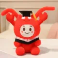 Adorable peluche de homard rouge avec chapeau de diplômé, poupée douce pour cadeau de remise. - Style Col Tour de Cou Rose