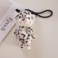 Cute white leopard plush keychain, soft stuffed animal doll with retractable strap for kids. - 15cm / Snow Leopard