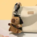 Simpatico portachiavi in peluche capibara con cappello da dottore, morbida bambola di laurea. - Stile Fascia Nera