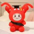 Mignonne peluche de homard rouge avec chapeau de graduation, poupée douce cadeau étudiant. - Style Écharpe Noire