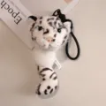 Cute white tiger plush keychain fluffy toy cartoon animal bag pendant key ring stuffed doll - 15cm / Snow Leopard (With Tail)