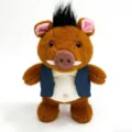 Süßes Wildschwein Plüschtier Kuscheltier mit blauer Weste weiche Tierpuppe für Kindergeschenk - Braun / 31cm
