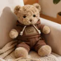 Cute brown hoodie teddy bear plush toy soft stuffed doll companion for kids sleeping - 30cm / Hoodie Style / Dark Brown