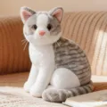 Cute sitting cat plush toy grey and white kitten stuffed animal soft doll kids gift - Gray Stripe - Sitting / 26cm