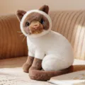 Cute Siamese cat plush toy sitting stuffed animal soft doll for kids comforting companion. - Siamese Cat - Sitting / 26cm