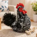 Cute plush rooster stuffed animal toy, fluffy black white chicken doll for kids birthday gift. - Speckled Rooster / 28cm Size