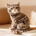 Cute Tabby Cat Plush Toy Sitting Stuffed Animal Doll Soft Children Soothing Companion Gift - Silver Shorthair - Sitting / 26cm