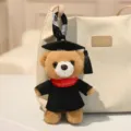 Süßer Abschluss Bär Plüsch Schlüsselanhänger Tasche Anhänger mit Doktorhut und Talar. - Dunkelbrauner Bär / Roter Schal