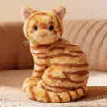 Cute sitting orange tabby cat plush toy, soft stuffed animal for kids playing decors. - Gold Shorthair - Sitting / 26cm