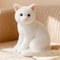 Cute white sitting cat plush toy, soft stuffed animal doll for kids comforting companion. - White Cat - Sitting / 26cm