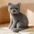 Grey Cat Plush Toy Cute Stuffed Animal Soft Sitting Kitty Doll Children Toy Sweet Gift - Gray Cat - Sitting / 26cm