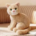 Cute yellow sitting cat plush toy, soft stuffed animal doll for kids and home decor. - Light Brown Cat - Sitting / 26cm