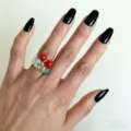 Handgemachte Kirsch Statement Ring verstellbar bunte Perlen Finger Schmuck Damen chic - Roter Kirschen Stil (R-1172 Kirsche)