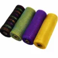 4 Rollen 26cm Dekonetz Metallic Streifen Schleifenband fur Geschenkverpackung DIY Kränze - Schwarz Grün Lila Gelb Streifen Set (4 Bände)