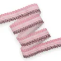 30mm Pink Gradient Plaid Grosgrain Ribbon with Hollow Lace Edge for Hair Bows DIY - Size 5 / Pink White Stripe Gradient Plaid