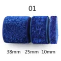 Dark blue glitter elastic velvet ribbon, 38mm 25mm 10mm rolls for DIY hair bows and sewing crafts. - Width 10mm, Length 10 Yards / No.01