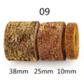 Cinta elástica con purpurina dorada material de manualidades DIY en 38mm 25mm 10mm para accesorios. - Ancho 10mm, Largo 10 Yardas / 09# Negro Ahumado