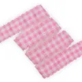 Nastro a quadri rosa con bordo traforato smerlato largo 30mm per fiocchi per capelli e cucito. - Rosa Bianco Quadri Sfumato