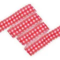 Nastro di Tessuto Vichy Rosso Bianco 30mm con Bordo Sagomato per Fiocchi Fai da Te - Rosso Bianco Quadri Pizzo
