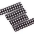 Nastro in pizzo cavo a quadri bianco e nero da 30 mm per accessori fiocco - Nero Bianco Quadri Bordo Pizzo