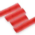 Nastro grosgrain rosso da 30mm con bordo in pizzo traforato e stampa per lavoretti fai da te. - Rosso Tinta Unita Pizzo