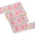Nastro grosgrain stampato floreale rosa, bordo in pizzo cavo 30mm per accessori fiocco. - Sfumato Rosa Rosa Bocciolo
