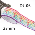 Nastro gros grain stampato unicorno 25mm DIY fiocco fatto a mano accessorio capelli - Stile DJ-06 (Unicorno Arcobaleno Blu Bianco)