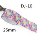 Nastro Grosgrain Stampato con Unicorno da 25mm per Fai da Te Fiocchi e Confezioni Regalo - Stile DJ-10 (Unicorno Bianco Stelle Colorate)