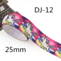 Nastro Grosgrain Stampato Unicorno 25mm DIY Fiocco Fatto a Mano Confezione Accessorio Artigianale - Stile DJ-12 (Unicorno Bianco Ponte Arcobaleno)