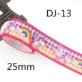 Nastro grosgrain unicorno 25mm bordo rosa arcobaleno pois fiocco fai da te confezione - Stile DJ-13 (Bordo Rosa Unicorno Pois)