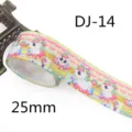Nastro grosgrain stampato unicorno 25mm per fiocchi fai da te e accessori da imballaggio - Stile DJ-14 (Sfondo Rosa Unicorno Ciambelle)