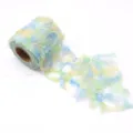 Beautiful rainbow gradient tulle ribbon with floral details for DIY crafts, bows, and wrapping. - MG-3 Rainbow Green 7.5cm