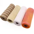 4 Rollen Mix 26cm Deko Netzband DIY Geschenkverpackung Festliche Party Handwerk Deko - Braun Gelb Weiß Orange Herbst Set (4 Bände)