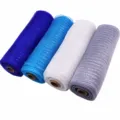 4 Rollen Deko Mesh Band 26cm Glitter Netzband für DIY Türkranz Geschenkverpackung Basteln - Blau Hellblau Weiß Grau Lila Set (4 Bände)
