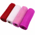 4 Rollen 26cm Deco Mesh Band Set Bunte Netzbänder für DIY Kränze Geschenke Verpackung Deko - Rot Weiß Rosa Rosenrot Romantisch Set (4 Bände)