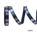 10mm blue christmas printed ribbon satin fabric for gift wrapping holiday party decor - Blue Silver Christmas Ball Snowflake Style / Width 1cm x Length 4.5m