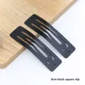 8cm Pince à Cheveux Carrée Noire Barrettes en Métal Accessoires de Coiffure Simples - Pince carrée / 8cm / Noir