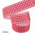 Nastro scozzese rosso e bianco a quadri da 25 mm per fai da te, confezioni regalo e cordini. - M-21329-297 * 10 Yard